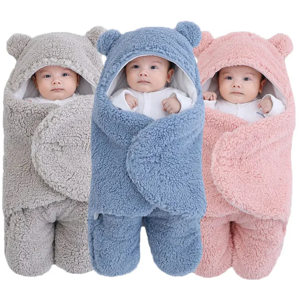Baby Swaddle Wrap Bag Blanket for Infants and Newborn with thick Fleece for Winter