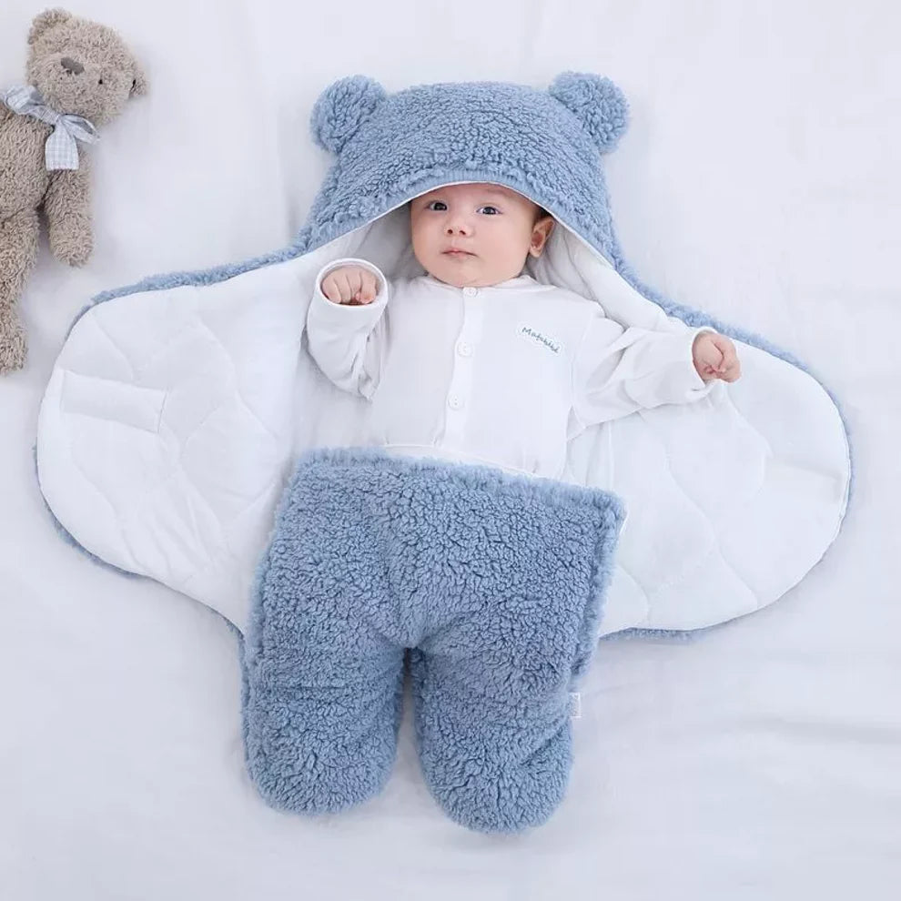 Baby Swaddle Wrap Bag Blanket for Infants and Newborn with thick Fleece for Winter