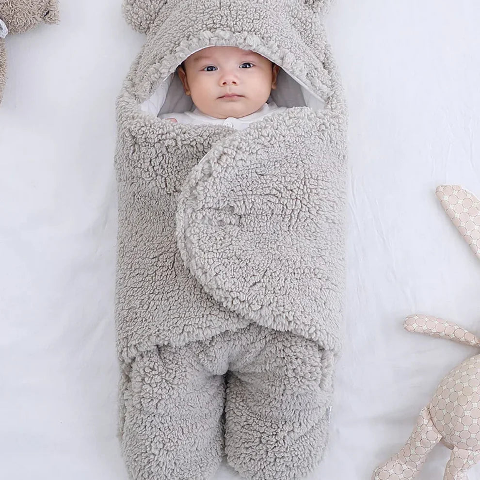 Baby Swaddle Wrap Bag Blanket for Infants and Newborn with thick Fleece for Winter
