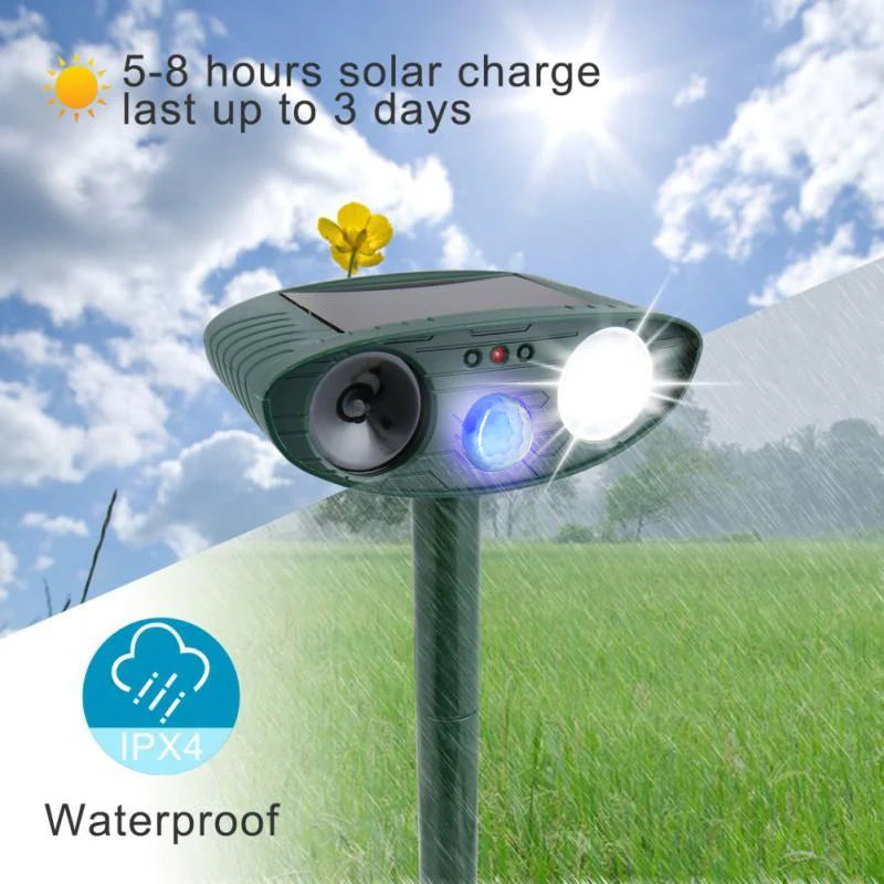 Cat Outdoor Solar Ultrasonic Repeller - Get Rid of Cats in 48 Hours