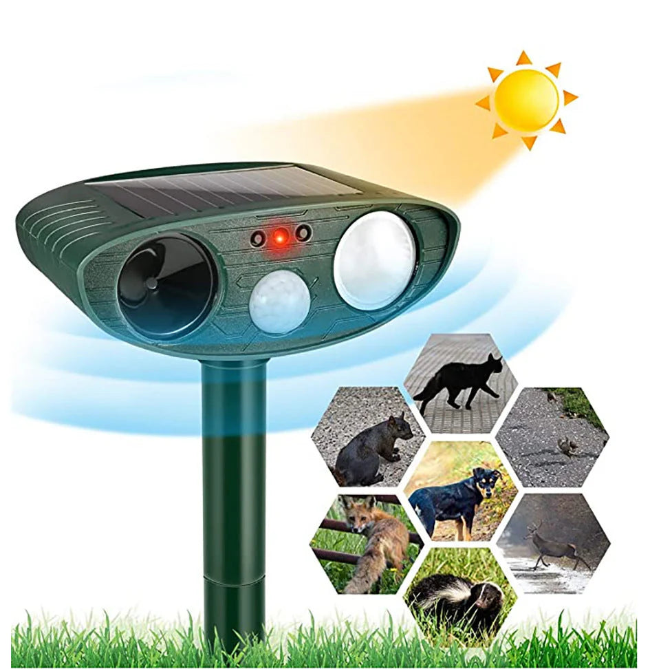 Ultrasonic Rabbit Repeller – Solar Powered and Flashing Light – Get Rid of Rabbits