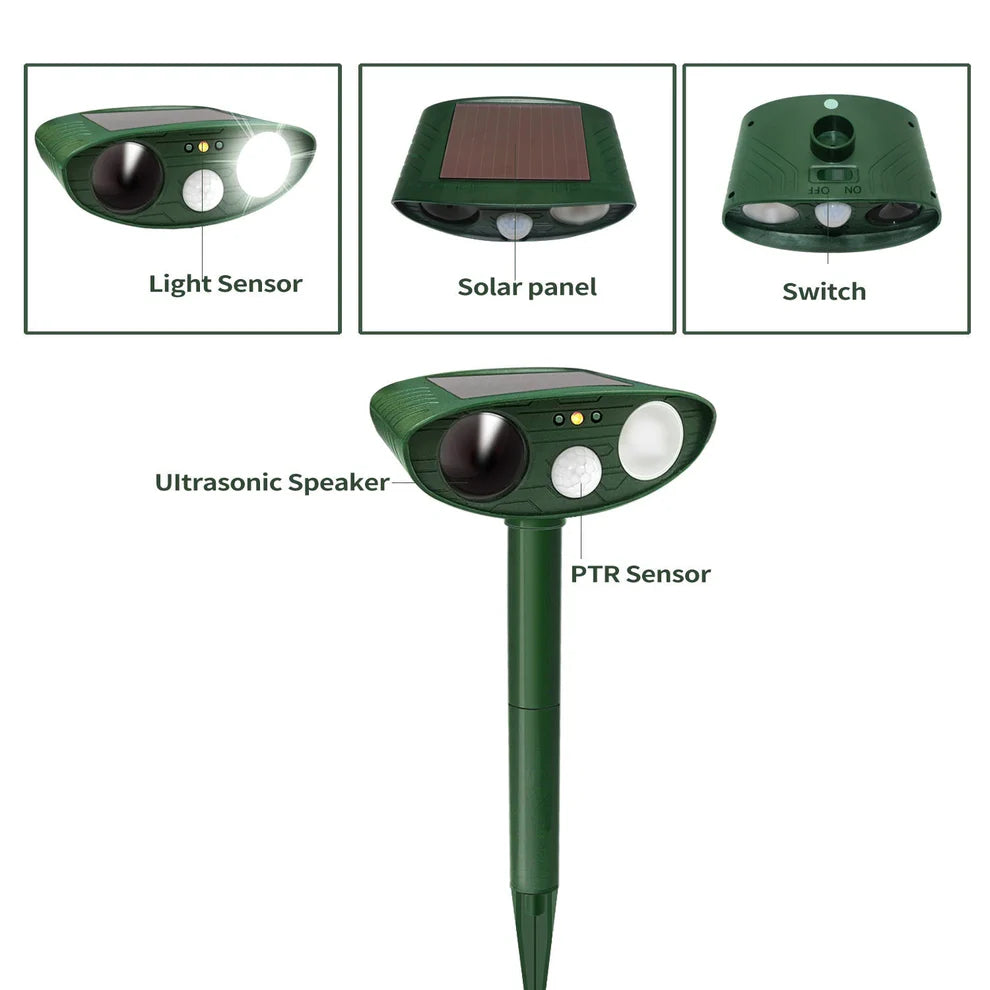 Ultrasonic Deer Repellent Solar Powered for Garden Protection